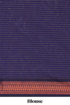 Green checked design kalyani cotton saree with contrast border and striped blouse