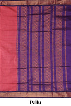 Red checked design kalyani cotton saree with contrast border and blouse