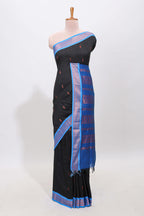 Black motifs design kalyani cotton saree with contrast border and blouse