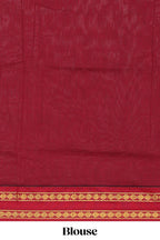 Orange design kalyani cotton saree with contrast border and blouse