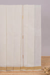 Cream zari striped design kerala cotton saree with self zari border and matching blouse