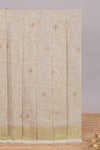 Cream unique design kerala cotton saree with self zari border and matching blouse