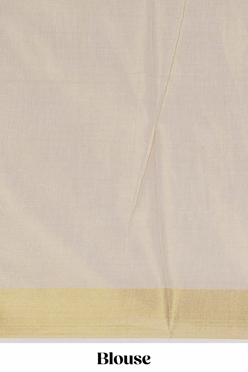 Cream unique design kerala cotton saree with self zari border and matching blouse