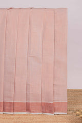 Copper plain design kerala cotton saree with self zari border and matching blouse