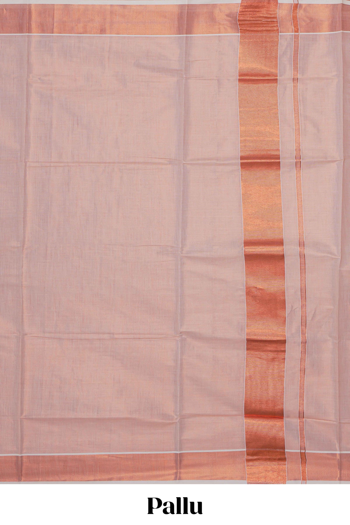 Copper plain design kerala cotton saree with self zari border and matching blouse