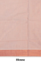 Copper plain design kerala cotton saree with self zari border and matching blouse