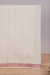 Cream plain design kerala cotton saree with self zari border and matching blouse