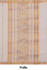 Cream plain design kerala cotton saree with self zari border and matching blouse