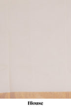 Cream plain design kerala cotton saree with self zari border and matching blouse