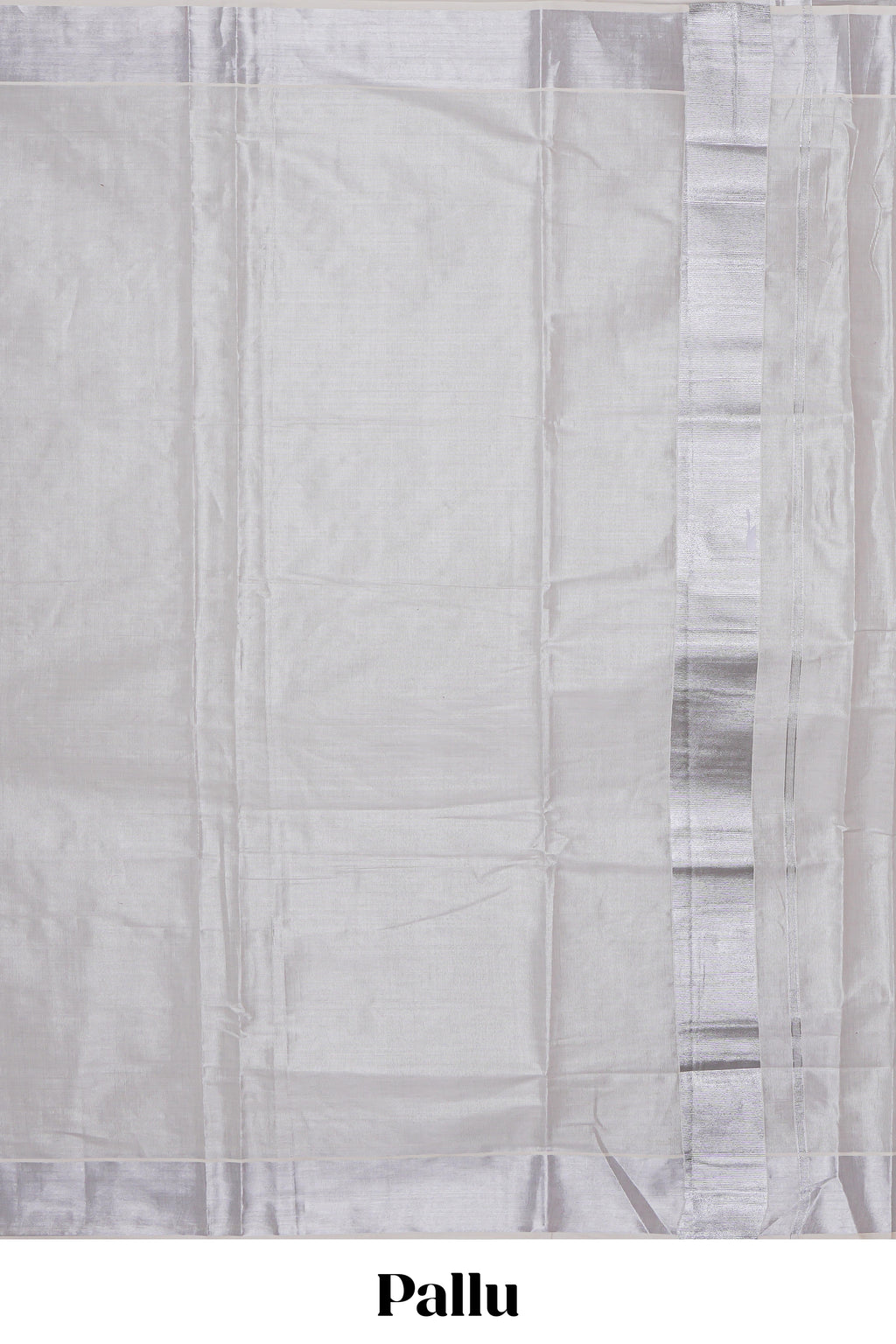 Grey plain design kerala cotton saree with self zari border and matching blouse