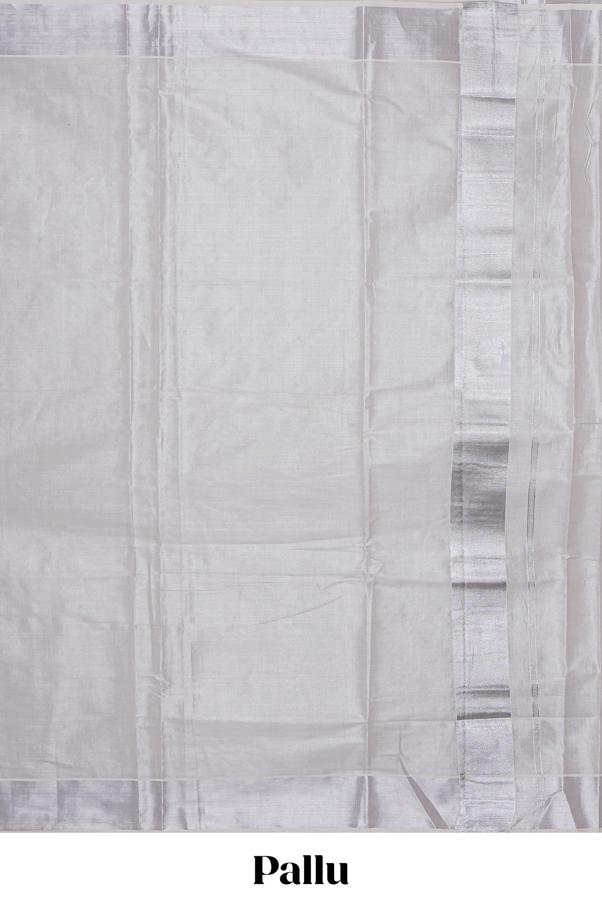 Grey plain design kerala cotton saree with self zari border and matching blouse