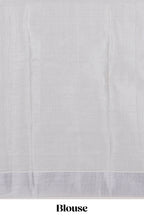 Grey plain design kerala cotton saree with self zari border and matching blouse