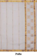 White plain design kerala cotton saree with self zari border and matching blouse