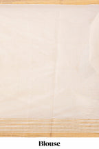 Cream plain design kerala cotton saree with self zari border and matching blouse
