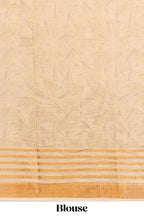 Blue traditional motifs kalamkari cotton saree with contrast zari border and motifs blouse