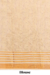 Blue traditional motifs kalamkari cotton saree with contrast zari border and motifs blouse