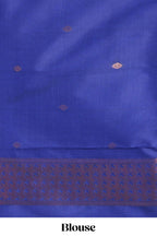 Royal Blue Katan Silk  Saree with Rich Zari Woven Geometric border and Pallu along with Matching Blouse