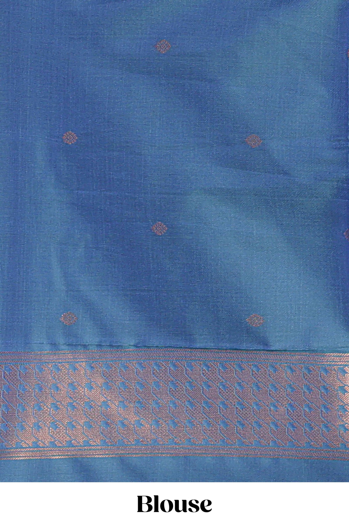 Ocean Blue Katan Silk  Saree with Rich Zari Woven Geometric border and Pallu along with Matching Blouse