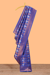 Royal Blue Katan SilkSaree with Rich Zari Woven Geometric border and Pallu along with Matching Blouse