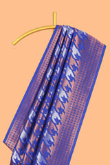 Royal Blue Katan SilkSaree with Rich Zari Woven Geometric border and Pallu along with Matching Blouse
