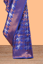 Royal Blue Katan Silk  Saree with Rich Zari Woven Geometric border and Pallu along with Matching Blouse