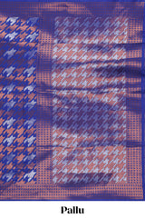 Royal Blue Katan SilkSaree with Rich Zari Woven Geometric border and Pallu along with Matching Blouse