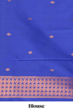 Royal Blue Katan Silk  Saree with Rich Zari Woven Geometric border and Pallu along with Matching Blouse