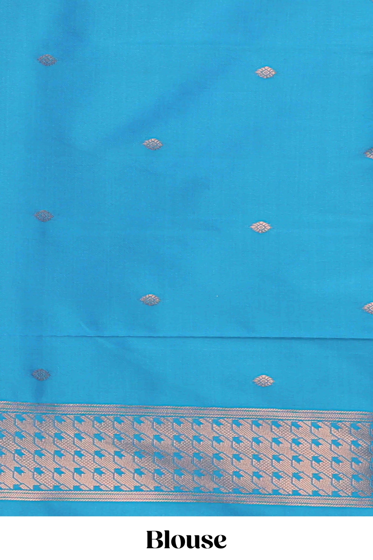 Blue Katan Silk  Saree with Rich Zari Woven Geometric border and Pallu along with Matching Blouse