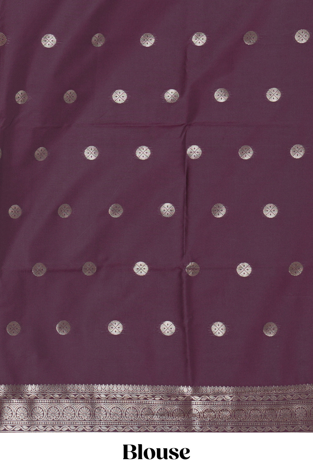 Deep purple leaf design zari motifs kathan silk saree with self zari border and motifs blouse