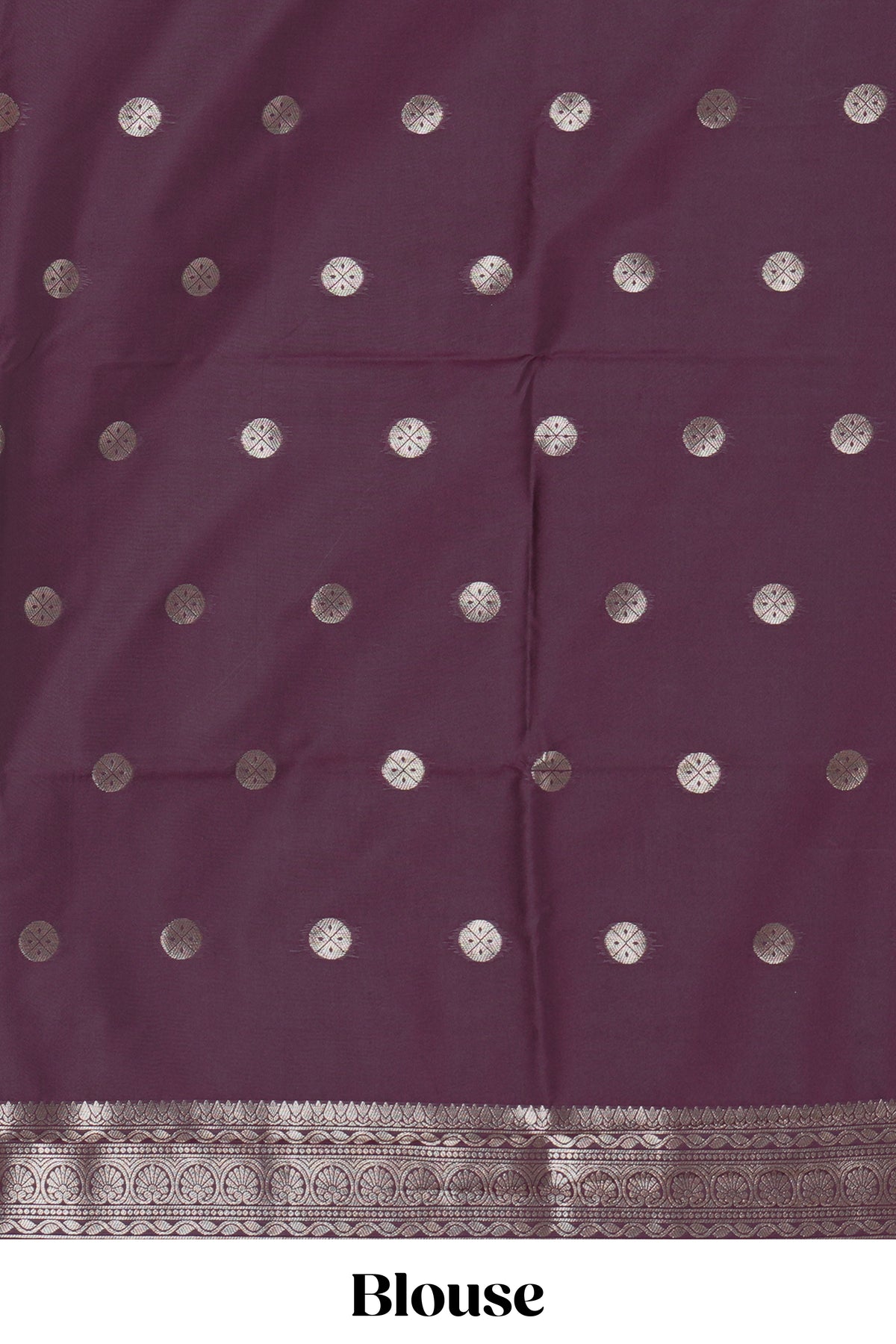 Deep purple leaf design zari motifs kathan silk saree with self zari border and motifs blouse