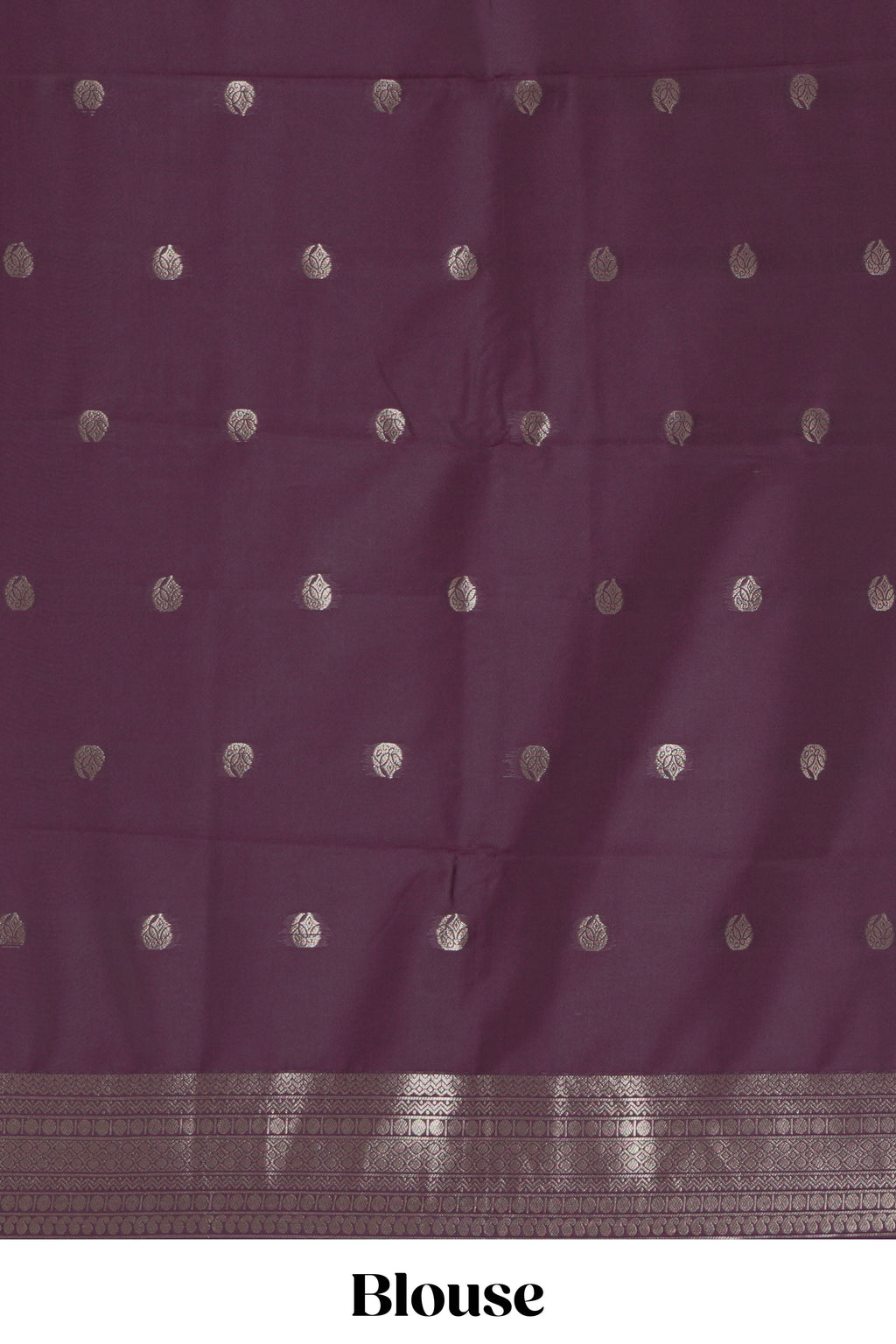 Deep purple floral design zari motifs kathan silk saree with self zari border and motifs blouse