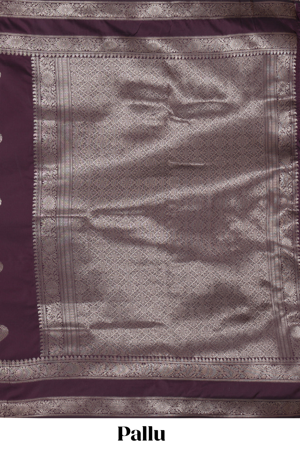 Deep purple zari butta kathan silk saree with self zari bentex border and motifs blouse