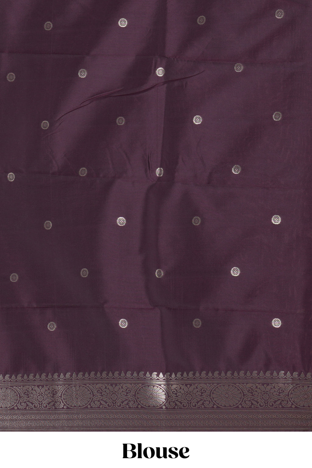 Deep purple zari butta kathan silk saree with self zari bentex border and motifs blouse