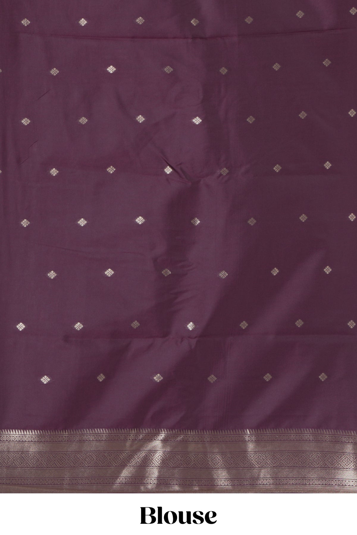 Deep purple deer, elephant & tree zari design kathan silk saree with self zari border and motifs blouse