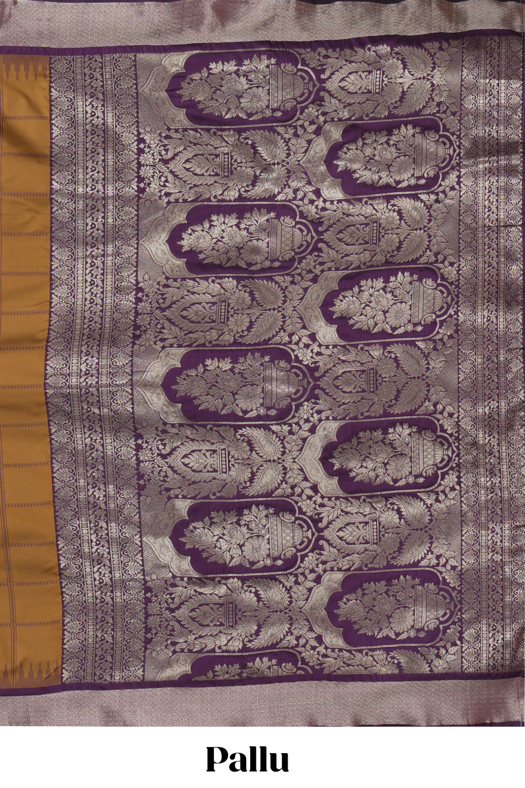 Orange checked zari design kathan silk saree with contrast temple zari border and motifs blouse