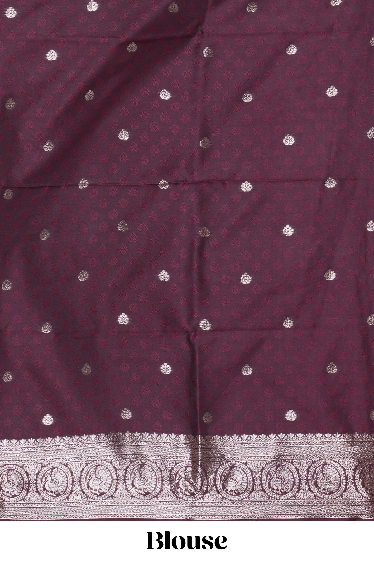 Deep brown stripes zari motifs design kathan silk saree with self zari border and motifs blouse