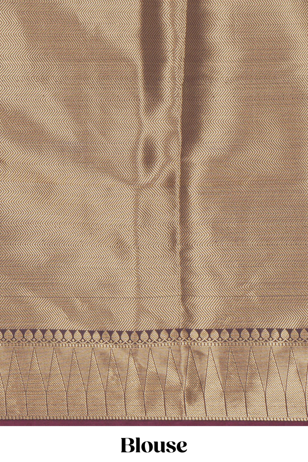 Brown zari motifs Kathan Silk Saree with self zari border and matching zari striped blouse