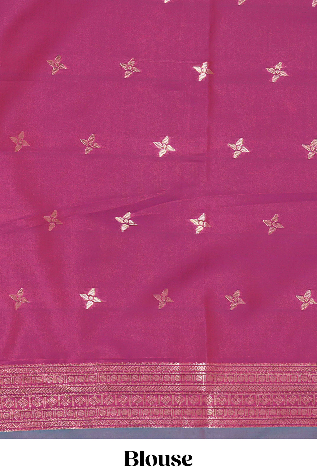 Dual tone teal blue and magenta kathan silk saree with contrast zari borders and motifs blouse