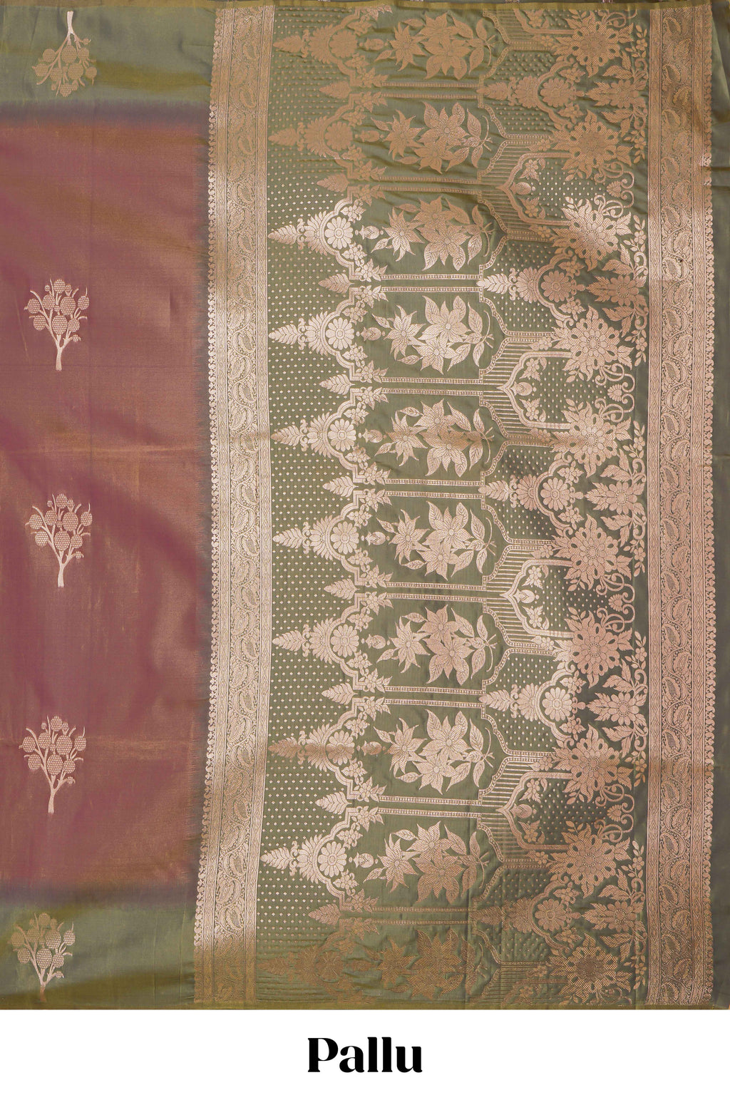 Deep ruby purple floral design kathan silk saree with contrast zari borders and motifs blouse