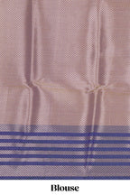 Lavender floral motifs design kathan silk saree with contrast zari borders and matching blouse