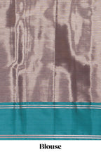 Blue floral zari motifs design kathan silk saree with contrast borders and zari pallu