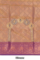 Green geometric zari design kathan silk saree with contrast zari borders and embroidery blouse