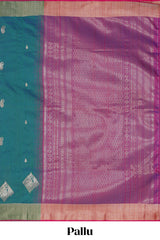 Green geometric motifs zari design kathan silk saree with contrast zari borders and motifs blouse