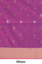 Green geometric motifs zari design kathan silk saree with contrast zari borders and motifs blouse