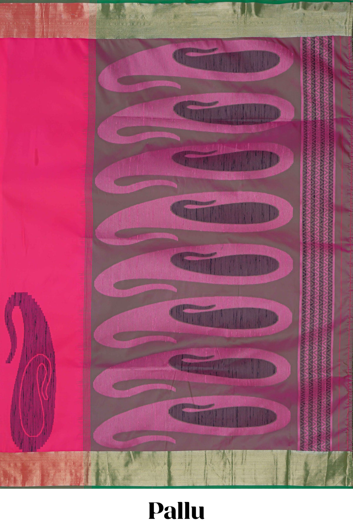 Pink motifs zari design kathan silk saree with contrast zari borders and motifs blouse