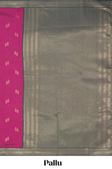 Pink zari motifs design kathan silk saree with contrast zari borders and blouse