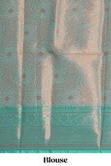 Beige zari motifs design kathan silk saree with contrast zari borders and motifs blouse