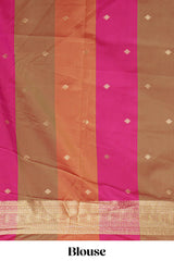 Multi color checked zari motifs design kathan silk saree with self zari borders and motifs blouse
