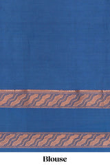 Grey zari striped design kathan silk saree with contrast bentex zari borders and blouse