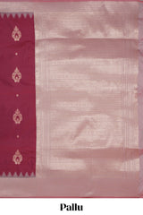 Maroon zari motifs design kathan silk saree with contrast zari borders and motifs blouse